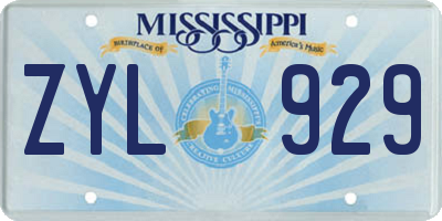 MS license plate ZYL929
