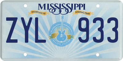 MS license plate ZYL933