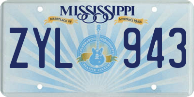 MS license plate ZYL943