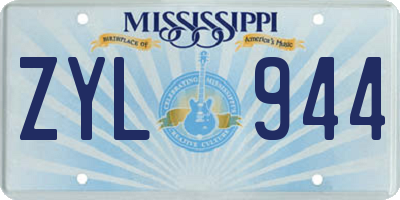 MS license plate ZYL944