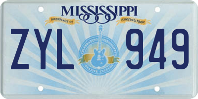 MS license plate ZYL949