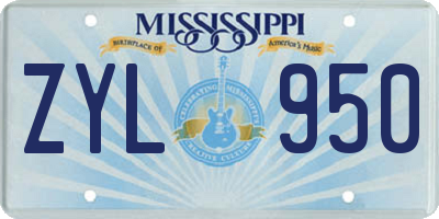 MS license plate ZYL950