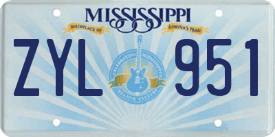 MS license plate ZYL951