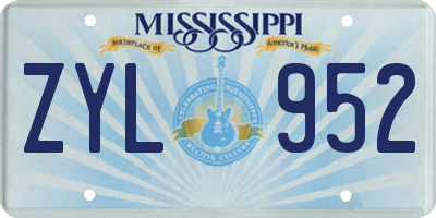 MS license plate ZYL952