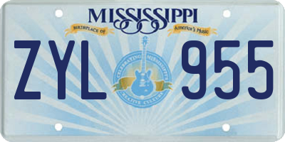 MS license plate ZYL955