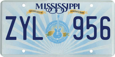 MS license plate ZYL956