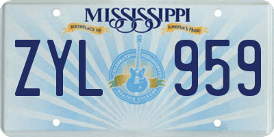 MS license plate ZYL959