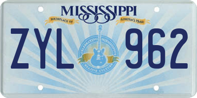 MS license plate ZYL962