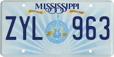 MS license plate ZYL963