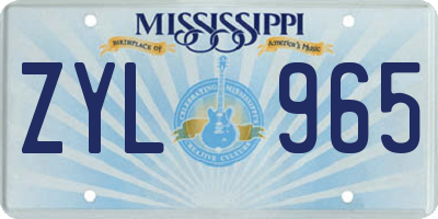 MS license plate ZYL965