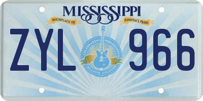 MS license plate ZYL966