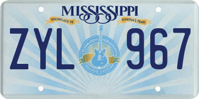 MS license plate ZYL967