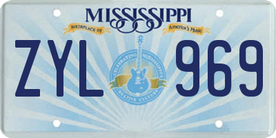 MS license plate ZYL969