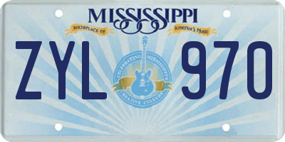 MS license plate ZYL970