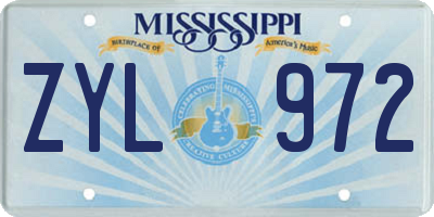 MS license plate ZYL972