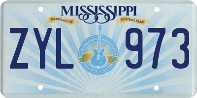 MS license plate ZYL973
