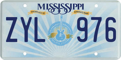 MS license plate ZYL976