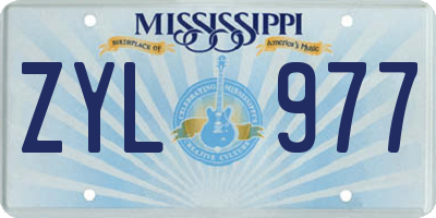 MS license plate ZYL977