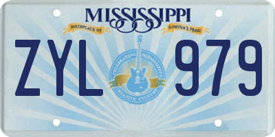 MS license plate ZYL979