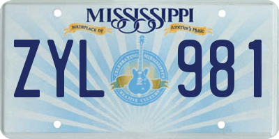 MS license plate ZYL981