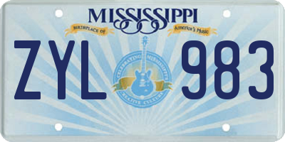 MS license plate ZYL983
