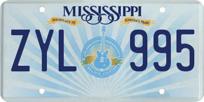 MS license plate ZYL995