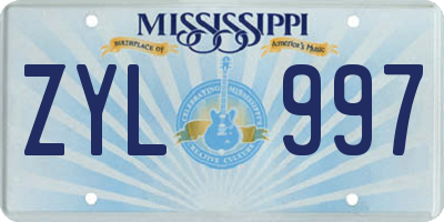 MS license plate ZYL997