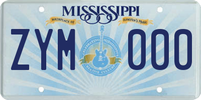 MS license plate ZYM000