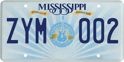 MS license plate ZYM002