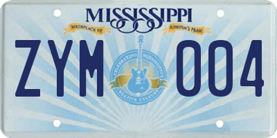 MS license plate ZYM004