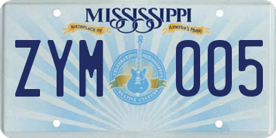 MS license plate ZYM005