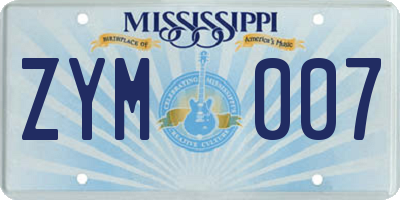 MS license plate ZYM007