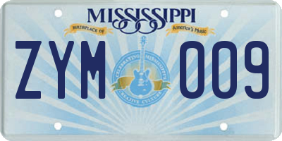 MS license plate ZYM009