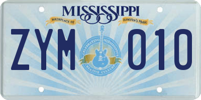 MS license plate ZYM010