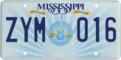 MS license plate ZYM016