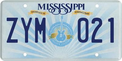 MS license plate ZYM021