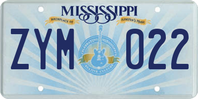 MS license plate ZYM022