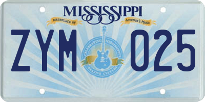 MS license plate ZYM025
