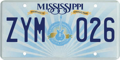 MS license plate ZYM026