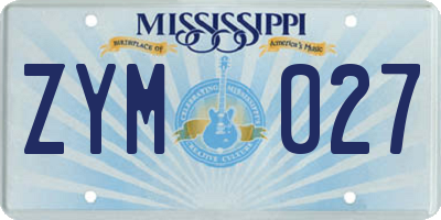 MS license plate ZYM027
