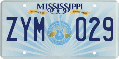 MS license plate ZYM029