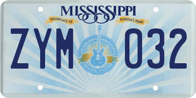 MS license plate ZYM032