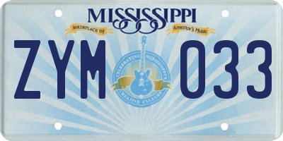 MS license plate ZYM033