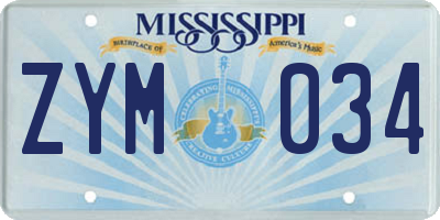 MS license plate ZYM034