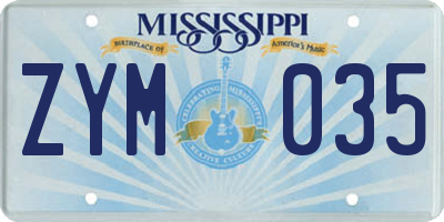 MS license plate ZYM035