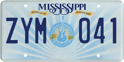 MS license plate ZYM041