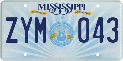 MS license plate ZYM043
