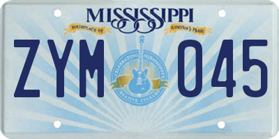 MS license plate ZYM045