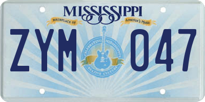 MS license plate ZYM047