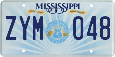 MS license plate ZYM048